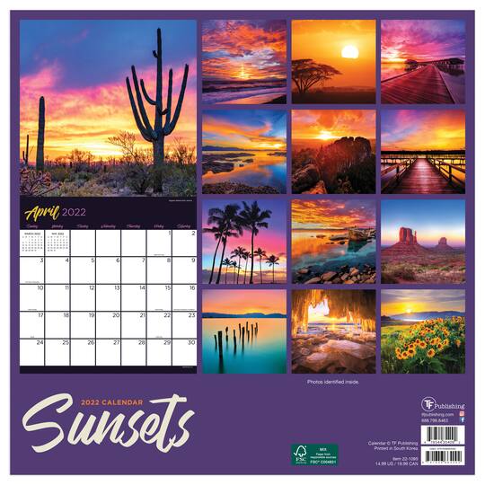Sunset Calendar 2022 Tf Publishing 2022 Sunsets Wall Calendar | Michaels